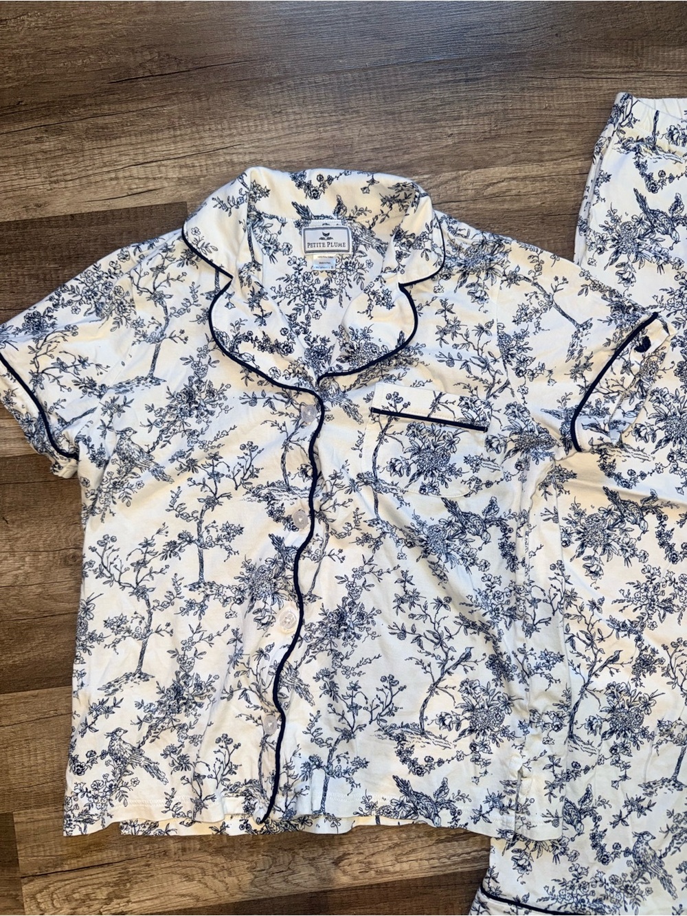 Petite Plume Women's Pima Pajama Set in Timeless Toile - S - Picture 6 of 8